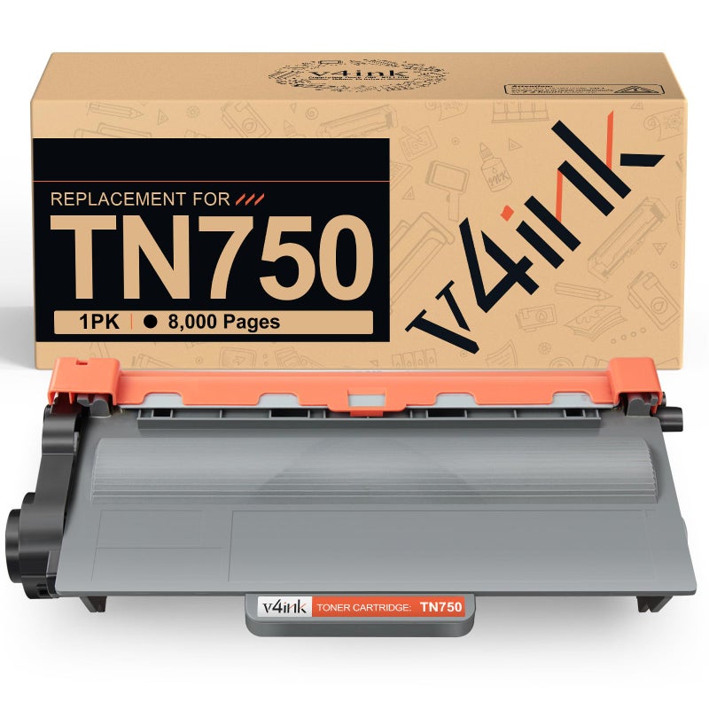 v4ink Compatible Toner Cartridge Replacement for Brother TN-750 TN750 TN-720 High Yield Toner Black for Brother hl-5470dw hl-6180dw HL-5450dn dcp-8110dn mfc-8710dw mfc-8950dw Printer, 1 Pack - Image 1